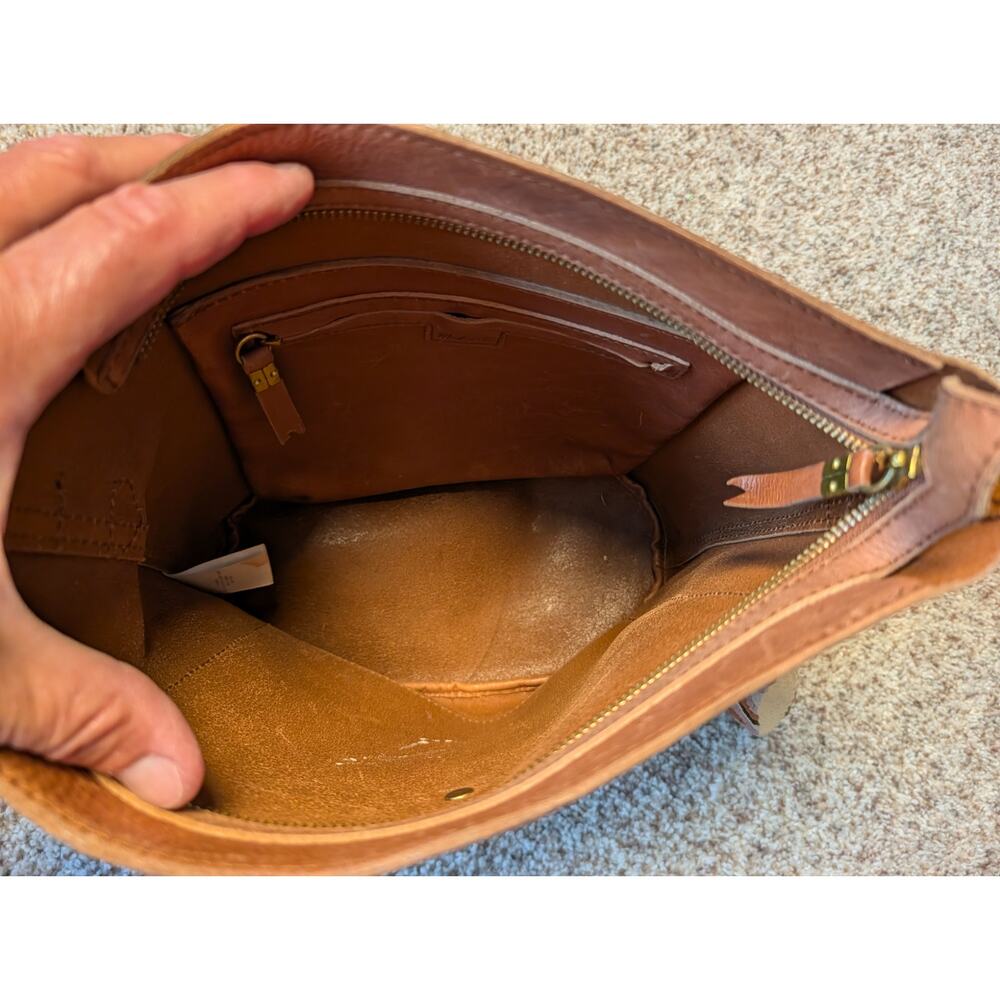 Madewell Leather Crossbody Bag Cognac Brown Adjustable Woven Strap Medium - Picture 6 of 13